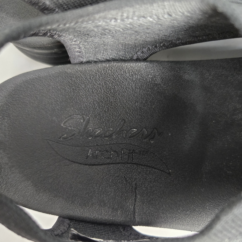 Skechers Sandals Womens 7 Arch Fit City Catch Slingback Black Peep Toe SN 119236 - Picture 5 of 11